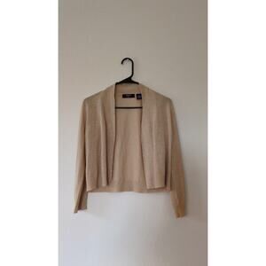 Verve Ami Gold Sparkle Metallic Glittery Open Lightweight Cardigan Cropped M Y2k